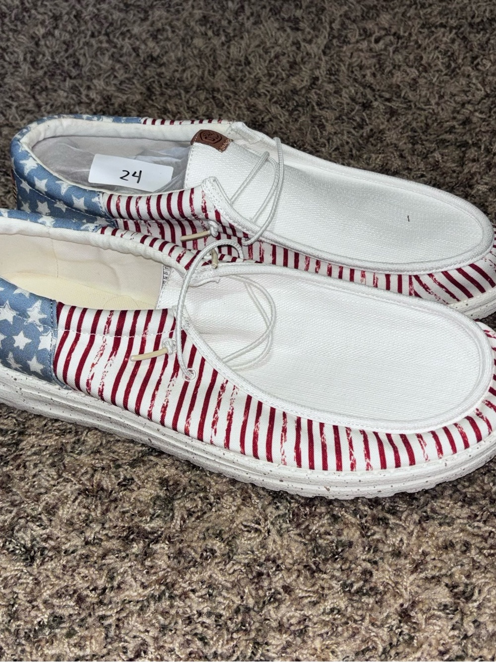 Hey Dude Men's Wally Funk Americana Stars Size 15 White/Navy Blazer Shoes New